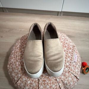 Vince Warren Tan Satin Platform Slip-On Sneakers